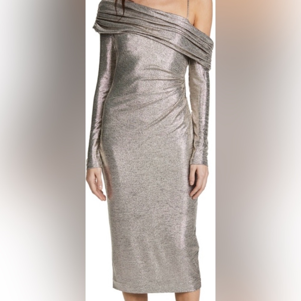 Rachel Zoe Metallic Long Sleeve Dress